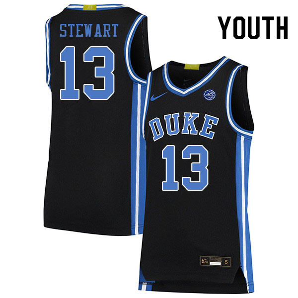 Youth #13 Sean Stewart Duke Blue Devils College Basketball Jerseys Stitched Sale-Black